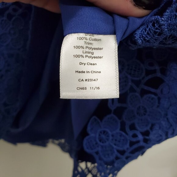 Talbots Blue Cotton Tweed Lace Hem Lined Career Pencil Knee Skirt Plus Size 14 - Picture 5 of 8